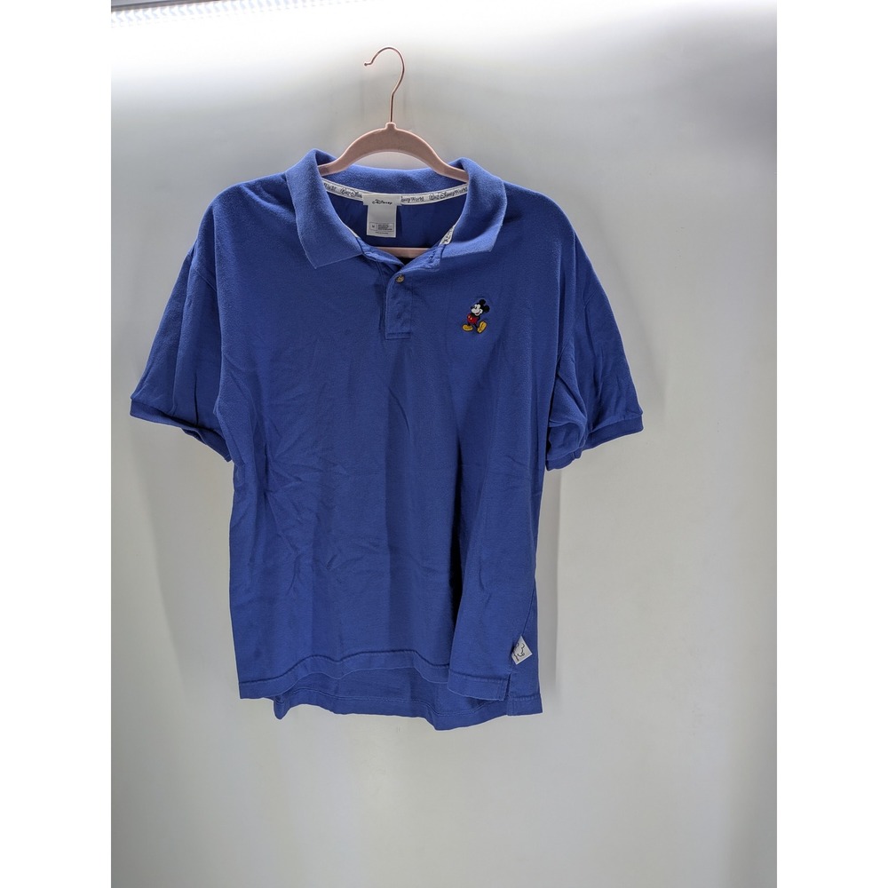 Walt Disney World Mens Mickey Mouse Polo Shirt Blue Short Sleeve Cotton Medium